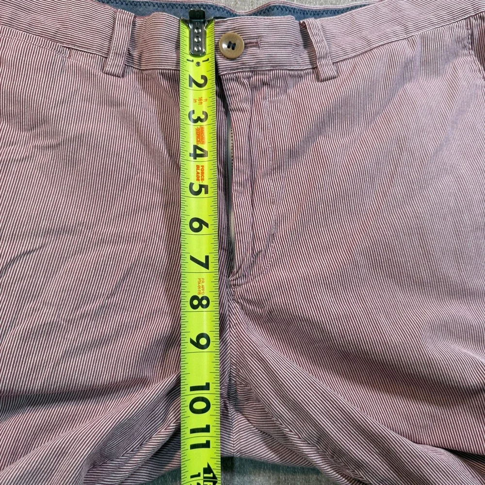 Banana Republic Aiden Shorts Mens 33 Red White Micro Stripe Slim Fit Chino 9in